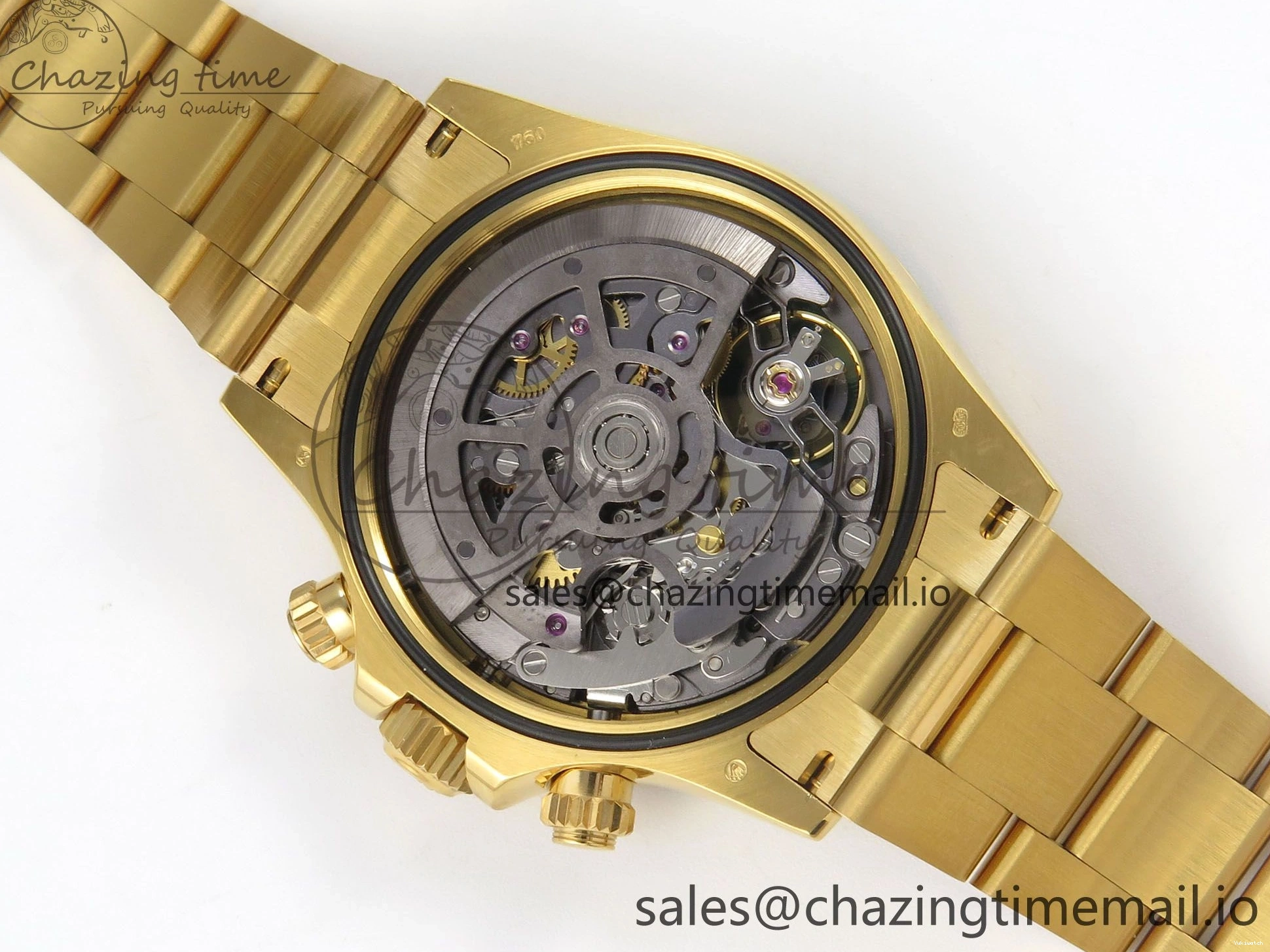 Bezel YG Crystals MPF SA4801 Skeleton Bracelet Custom 40mm Modded Green Dial Daytona on 0427